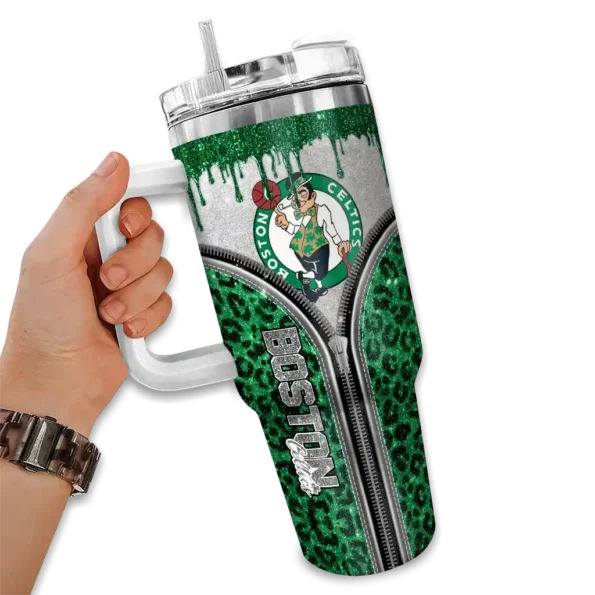custom boston celtics leopard zipper green curved tumbler fashion forward 1.webp
