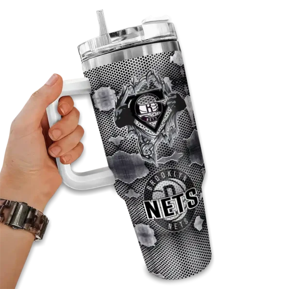 custom brooklyn nets superman shield black gray curved tumbler fashion forward 1.webp
