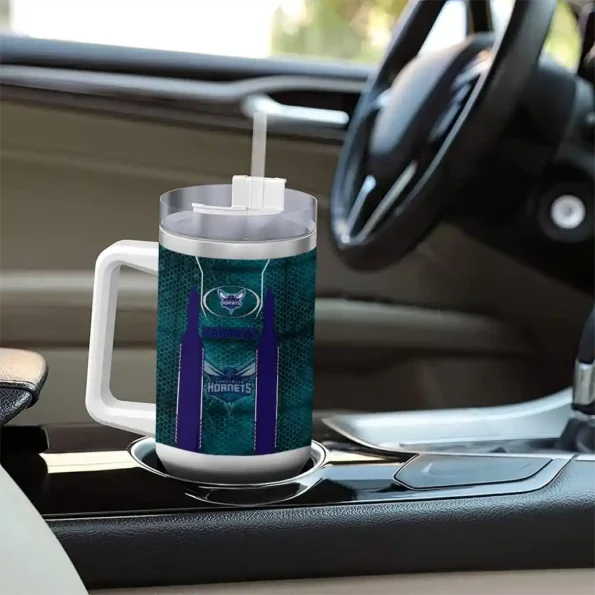 custom charlotte hornets hexagon armor teal curved tumbler trendy 1.webp