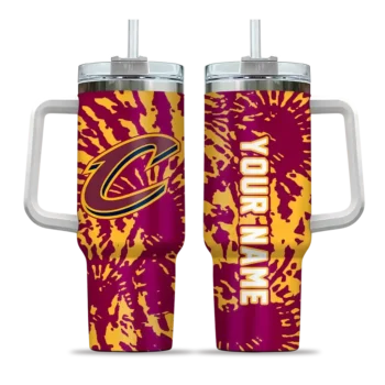 custom cleveland cavaliers burst swirl wine curved tumbler best selling 1.webp