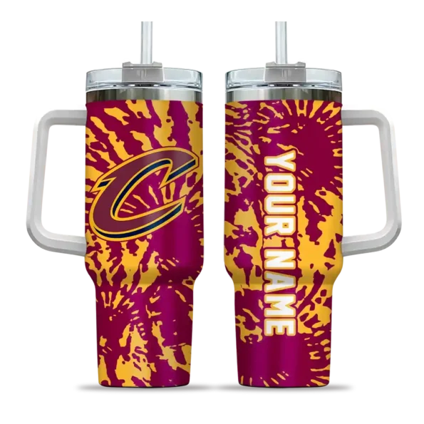 custom cleveland cavaliers burst swirl wine curved tumbler best selling 1.webp
