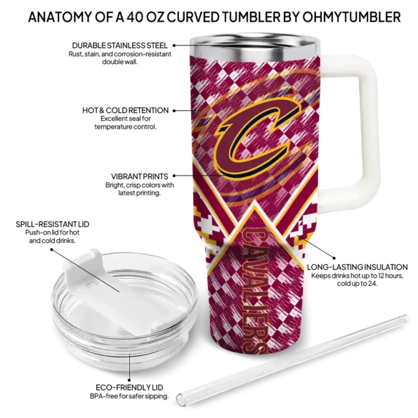custom cleveland cavaliers chevron angle wine curved tumbler new arrival 1.webp