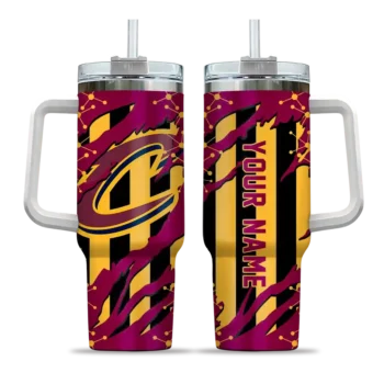 custom cleveland cavaliers claw cut wine black curved tumbler best selling 1.webp