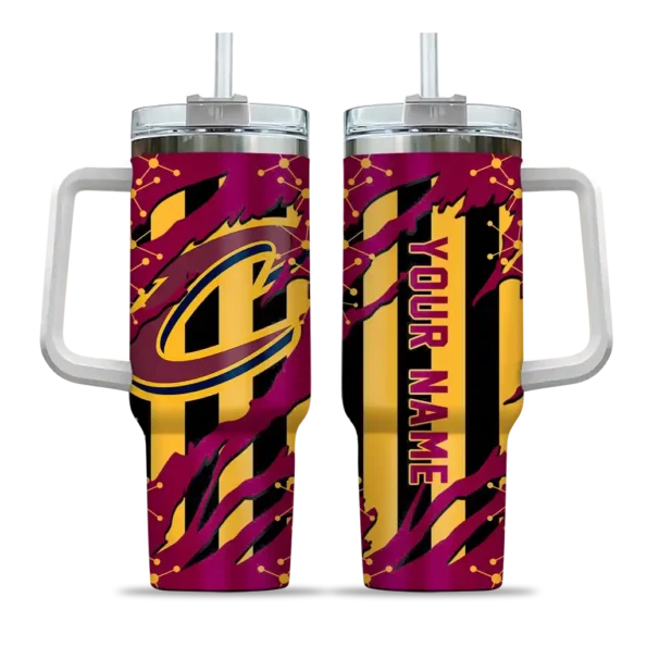 custom cleveland cavaliers claw cut wine black curved tumbler best selling 1.webp