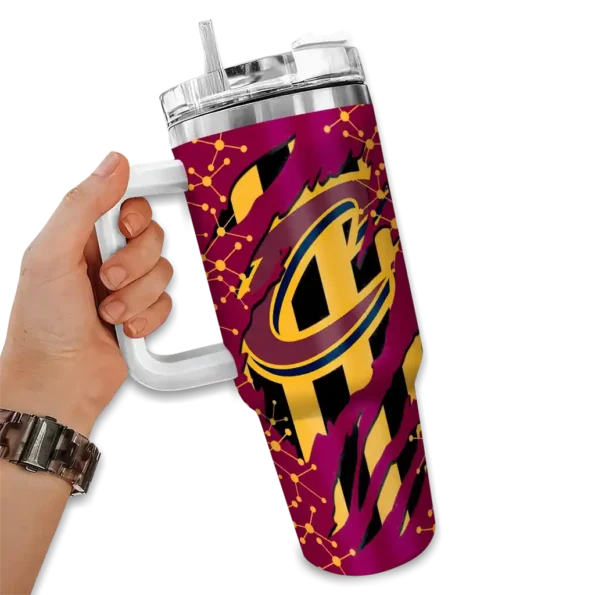 custom cleveland cavaliers claw cut wine black curved tumbler fashion forward 1.webp