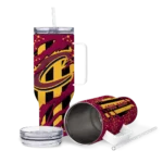 custom cleveland cavaliers claw cut wine black curved tumbler best selling 1.webp