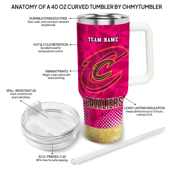 custom cleveland cavaliers geometric prism wine curved tumbler new arrival 1.webp