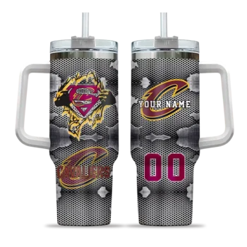 custom cleveland cavaliers superman shield wine gray curved tumbler best selling 1.webp