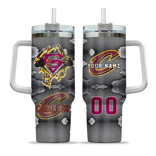 custom cleveland cavaliers superman shield wine gray curved tumbler best selling 1.webp