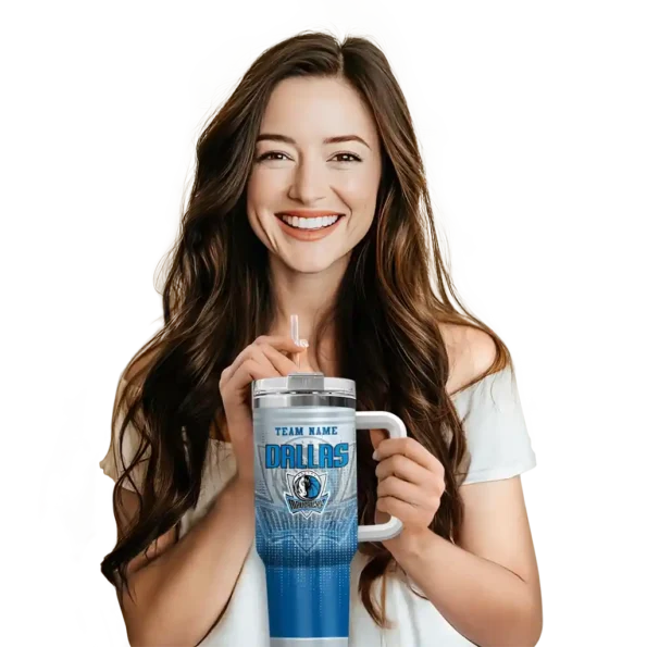 custom dallas mavericks gradient dots blue curved tumbler premium grade 1.webp
