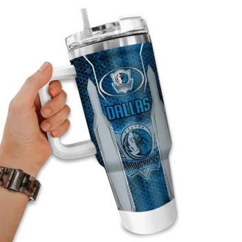 custom dallas mavericks hexagon armor blue curved tumbler fashion forward 1.webp