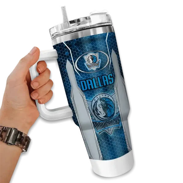 custom dallas mavericks hexagon armor blue curved tumbler fashion forward 1.webp