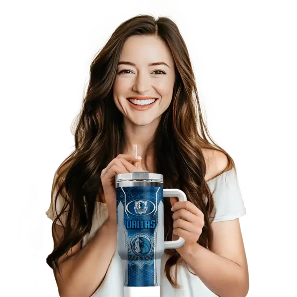 custom dallas mavericks hexagon armor blue curved tumbler premium grade 1.webp