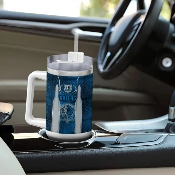 custom dallas mavericks hexagon armor blue curved tumbler trendy 1.webp