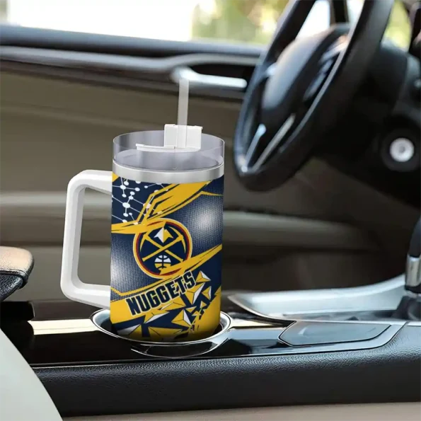 custom denver nuggets abstract paths blue curved tumbler trendy 1.webp