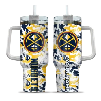 custom denver nuggets camo mashup blue white curved tumbler best selling 1.webp