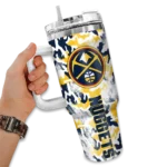 custom denver nuggets camo mashup blue white curved tumbler best selling 1.webp