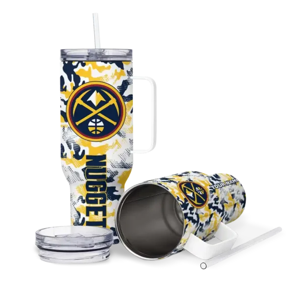custom denver nuggets camo mashup blue white curved tumbler high quality 1.webp