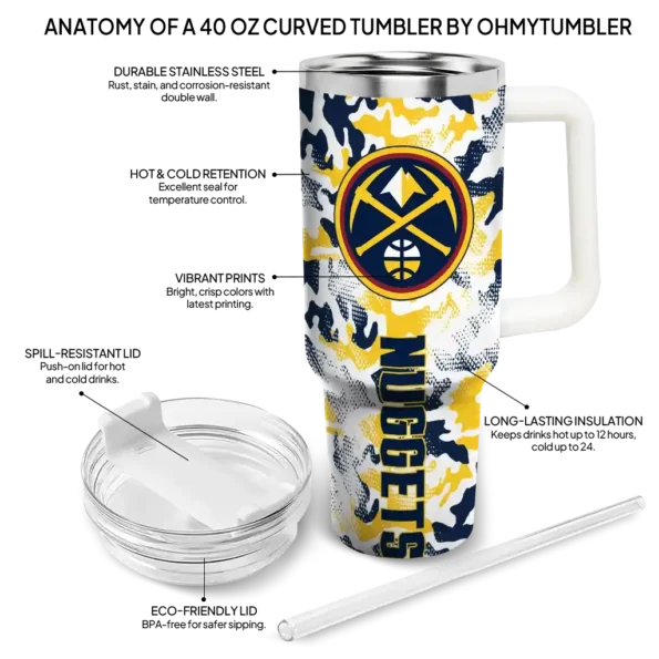 custom denver nuggets camo mashup blue white curved tumbler new arrival 1.webp