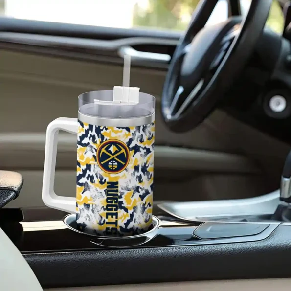 custom denver nuggets camo mashup blue white curved tumbler trendy 1.webp
