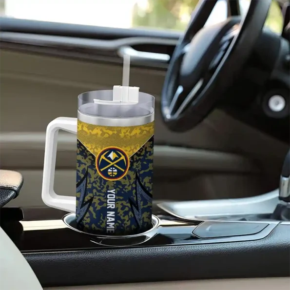 custom denver nuggets chevron stripe blue curved tumbler trendy 1.webp