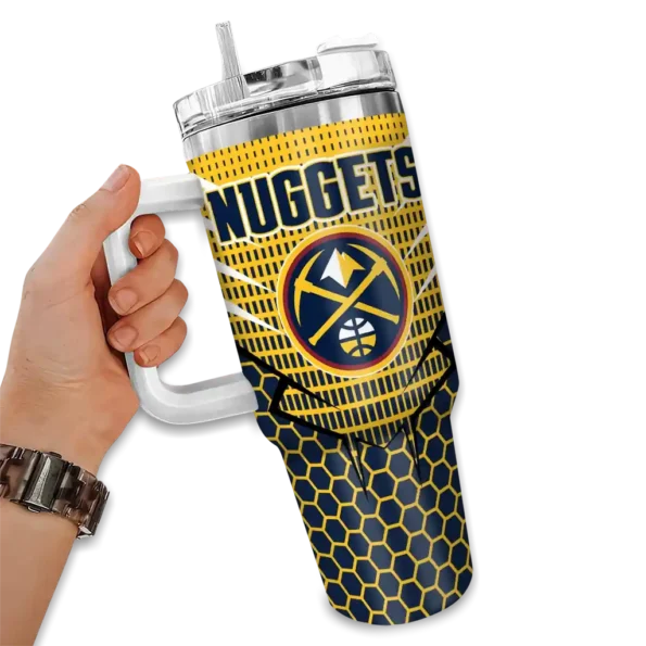 custom denver nuggets hex texture blue curved tumbler fashion forward 1.webp