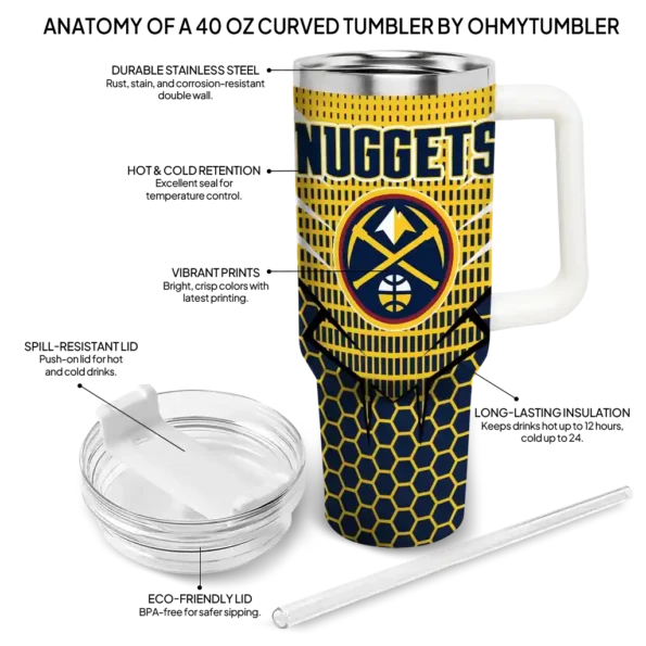 custom denver nuggets hex texture blue curved tumbler new arrival 1.webp