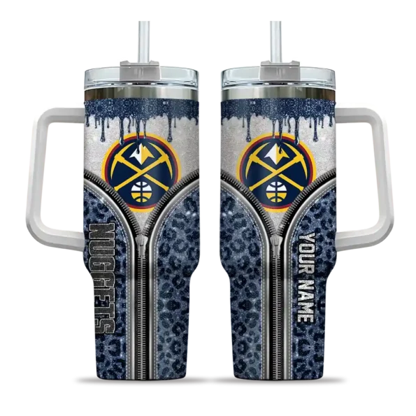 custom denver nuggets leopard zipper blue curved tumbler best selling 1.webp