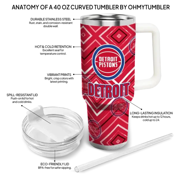 custom detroit pistons bold diamonds red curved tumbler new arrival 1.webp