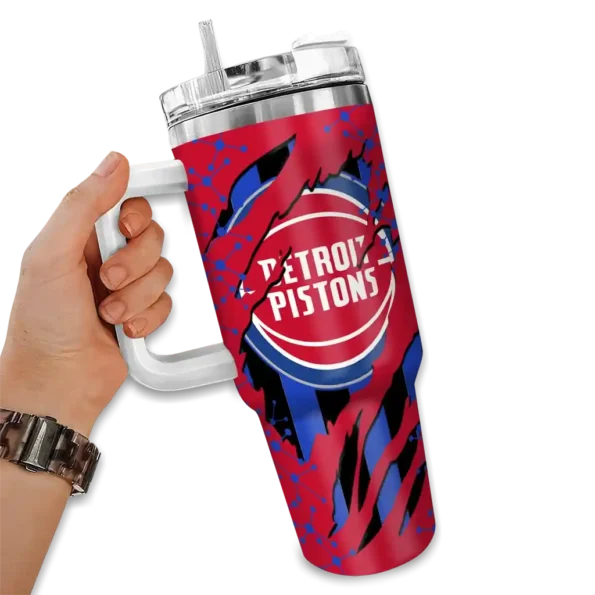 custom detroit pistons claw cut red black curved tumbler fashion forward 1.webp