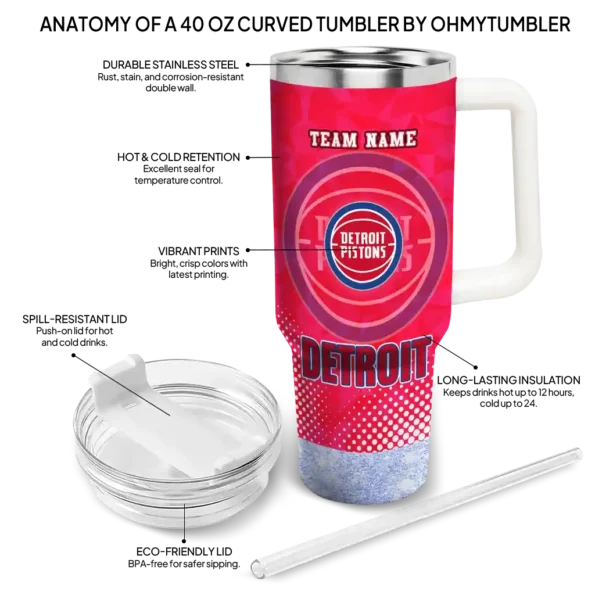 custom detroit pistons geometric prism red curved tumbler new arrival 1.webp