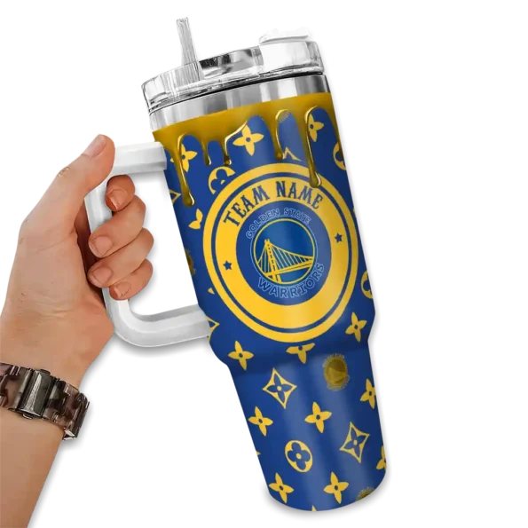 custom golden state warriors bullseye drips blue curved tumbler fashion forward 1.webp