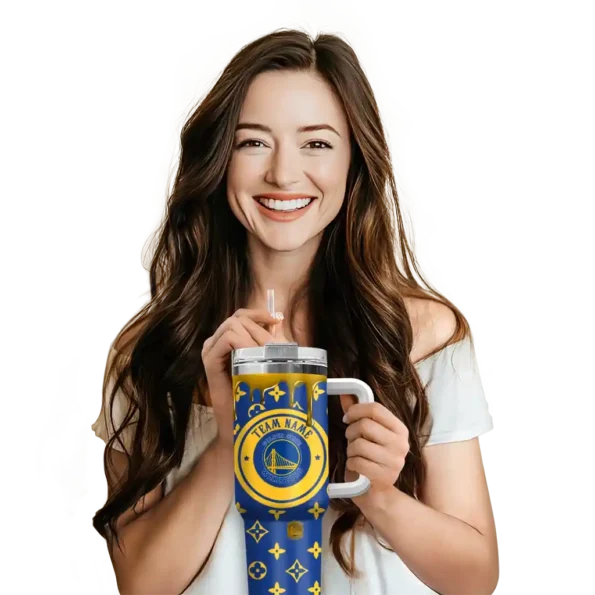 custom golden state warriors bullseye drips blue curved tumbler premium grade 1.webp