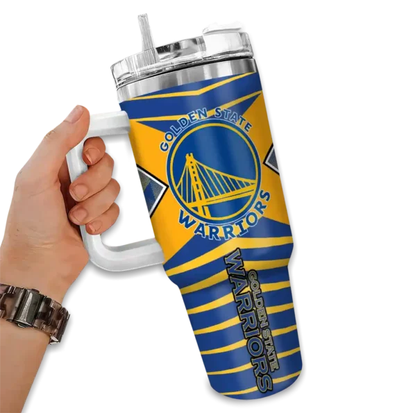 custom golden state warriors chevron layers blue curved tumbler fashion forward 1.webp