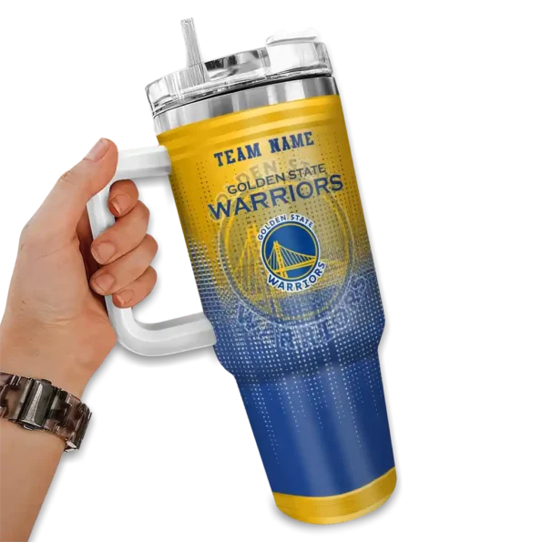 custom golden state warriors gradient dots blue curved tumbler fashion forward 1.webp