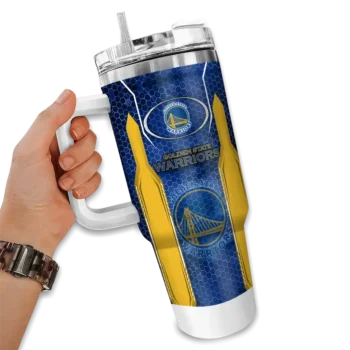 custom golden state warriors hexagon armor blue curved tumbler fashion forward 1.webp