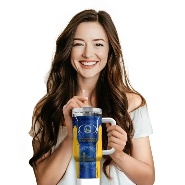custom golden state warriors hexagon armor blue curved tumbler premium grade 1.webp