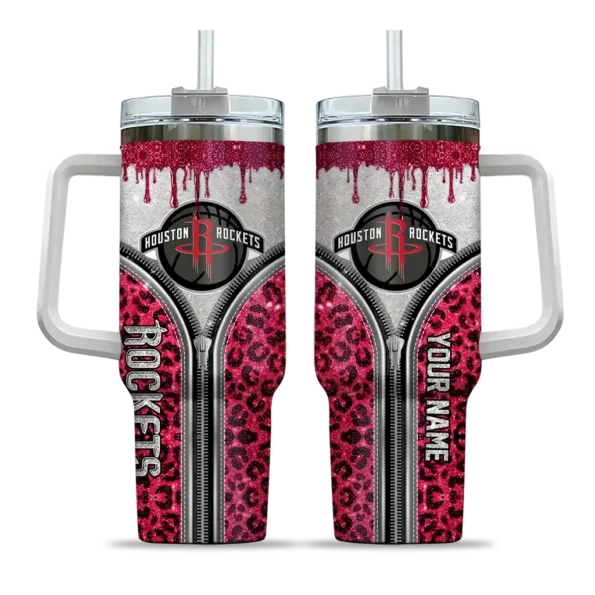 custom houston rockets leopard zipper red curved tumbler best selling 1.webp