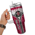 custom houston rockets leopard zipper red curved tumbler best selling 1.webp