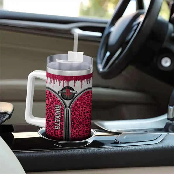 custom houston rockets leopard zipper red curved tumbler trendy 1.webp