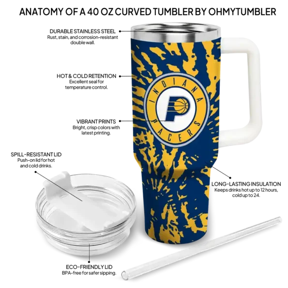 custom indiana pacers burst swirl blue curved tumbler new arrival 1.webp
