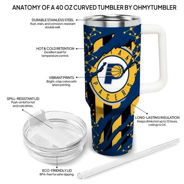 custom indiana pacers claw cut blue black curved tumbler new arrival 1.webp