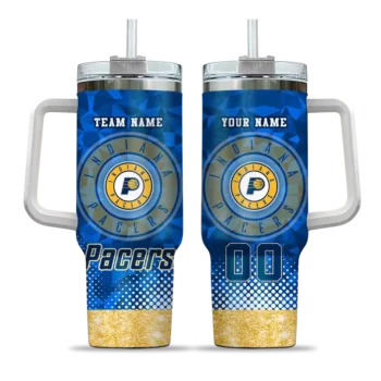 custom indiana pacers geometric prism blue curved tumbler best selling 1.webp