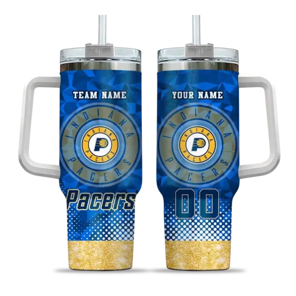 custom indiana pacers geometric prism blue curved tumbler best selling 1.webp