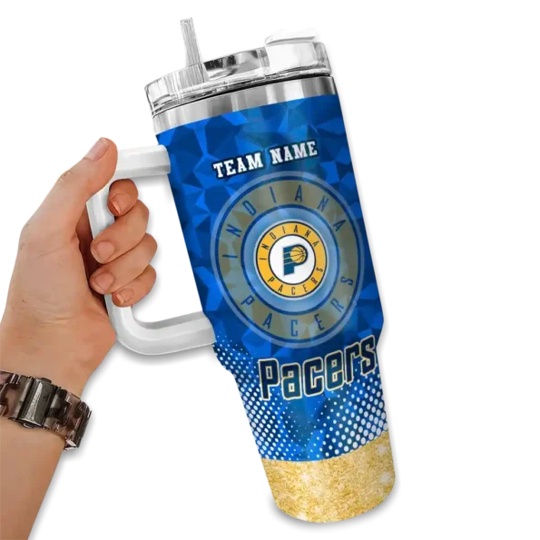 custom indiana pacers geometric prism blue curved tumbler fashion forward 1.webp