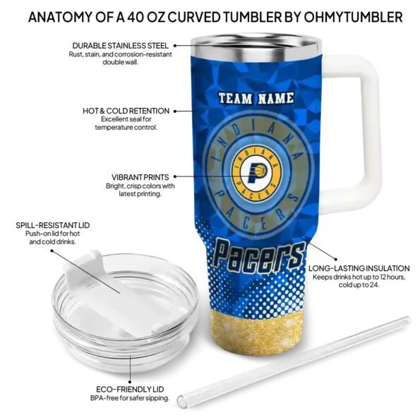 custom indiana pacers geometric prism blue curved tumbler new arrival 1.webp