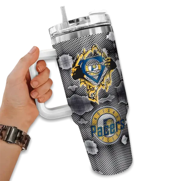 custom indiana pacers superman shield blue gray curved tumbler fashion forward 1.webp
