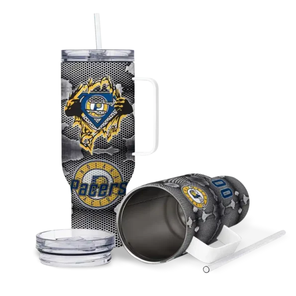 custom indiana pacers superman shield blue gray curved tumbler high quality 1.webp