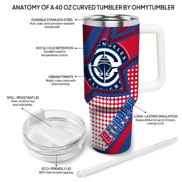 custom los angeles clippers arrow burst red curved tumbler new arrival 1.webp