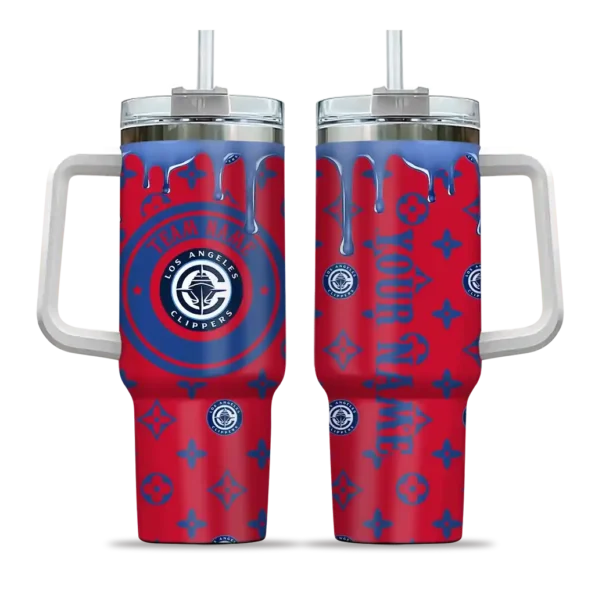 custom los angeles clippers bullseye drips red curved tumbler best selling 1.webp